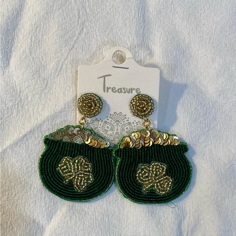 Green and Gold Earrings